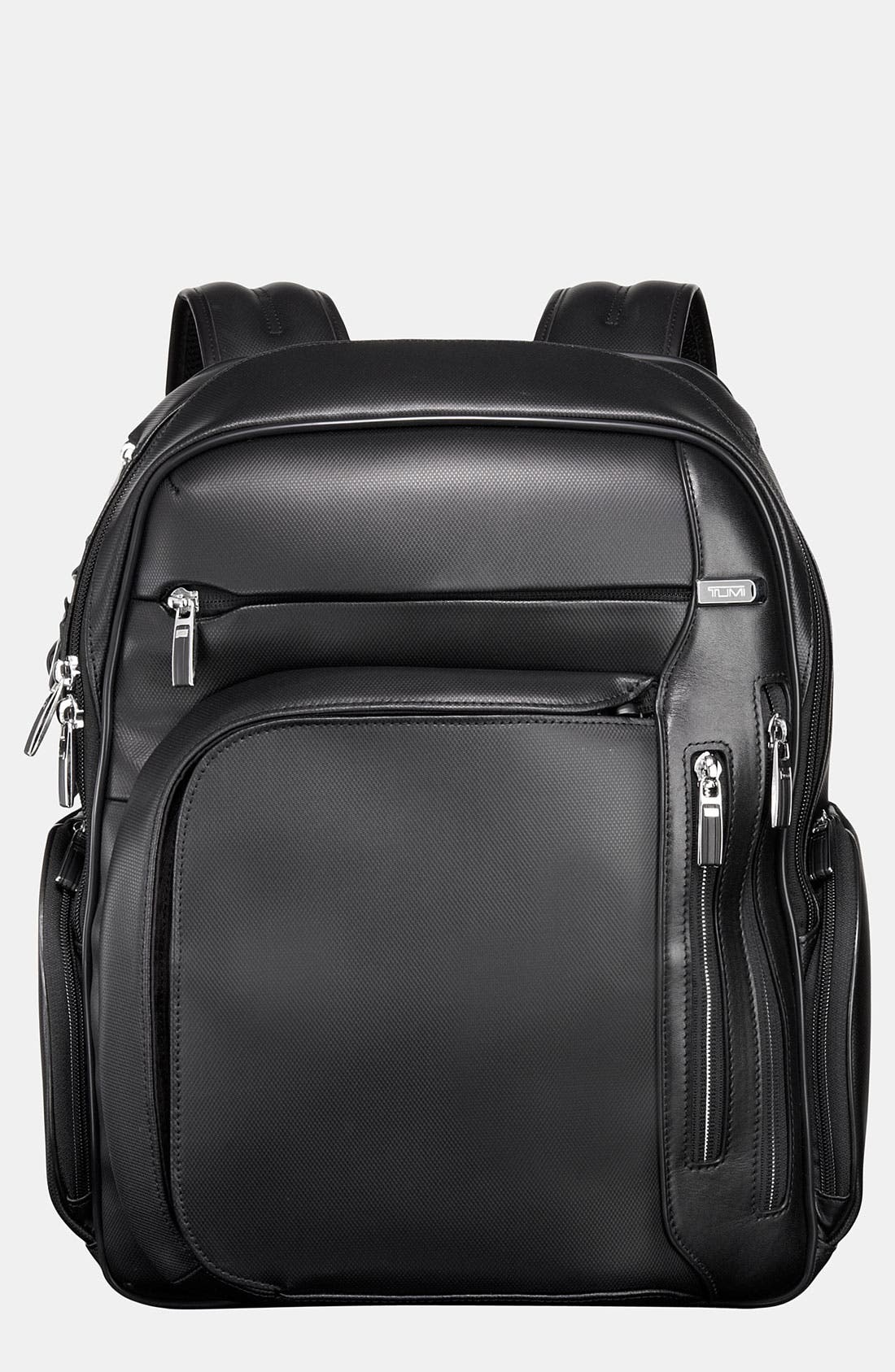 'Arrive - Kingsford' Leather Backpack, Main, color, BLACK