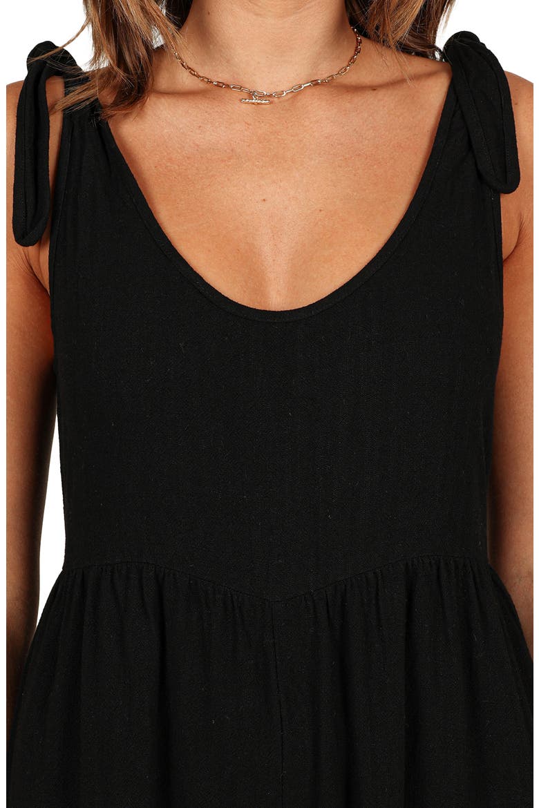 Ayla Tie Shoulder Wide Leg Linen Jumpsuit, Alternate, color, BLACK