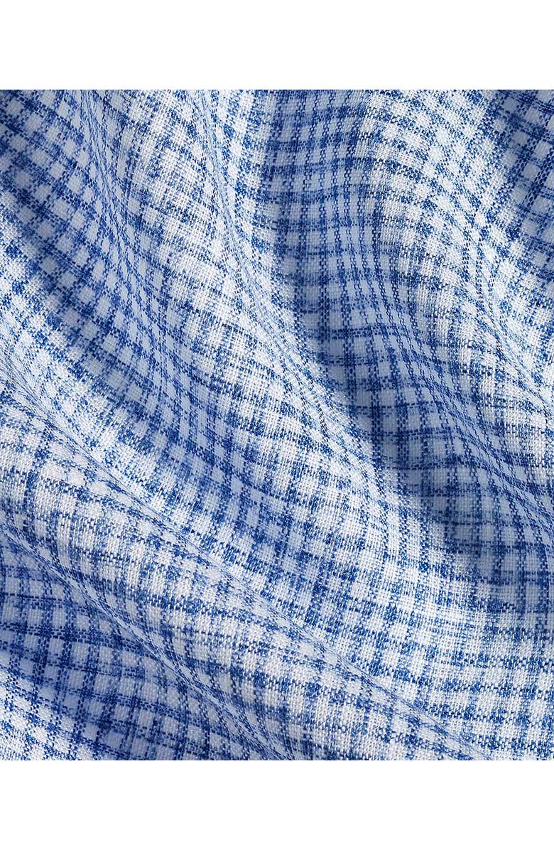 David Donahue Check Linen Button-Up Shirt, Alternate, color, White/ Navy