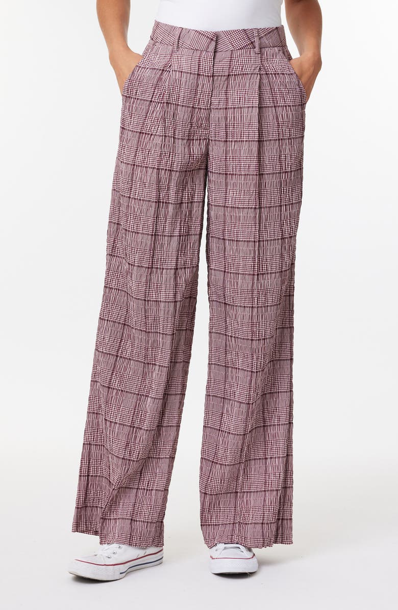 Scotch & Soda Rose Crinkle Check Wide Leg Pants, Main, color, 