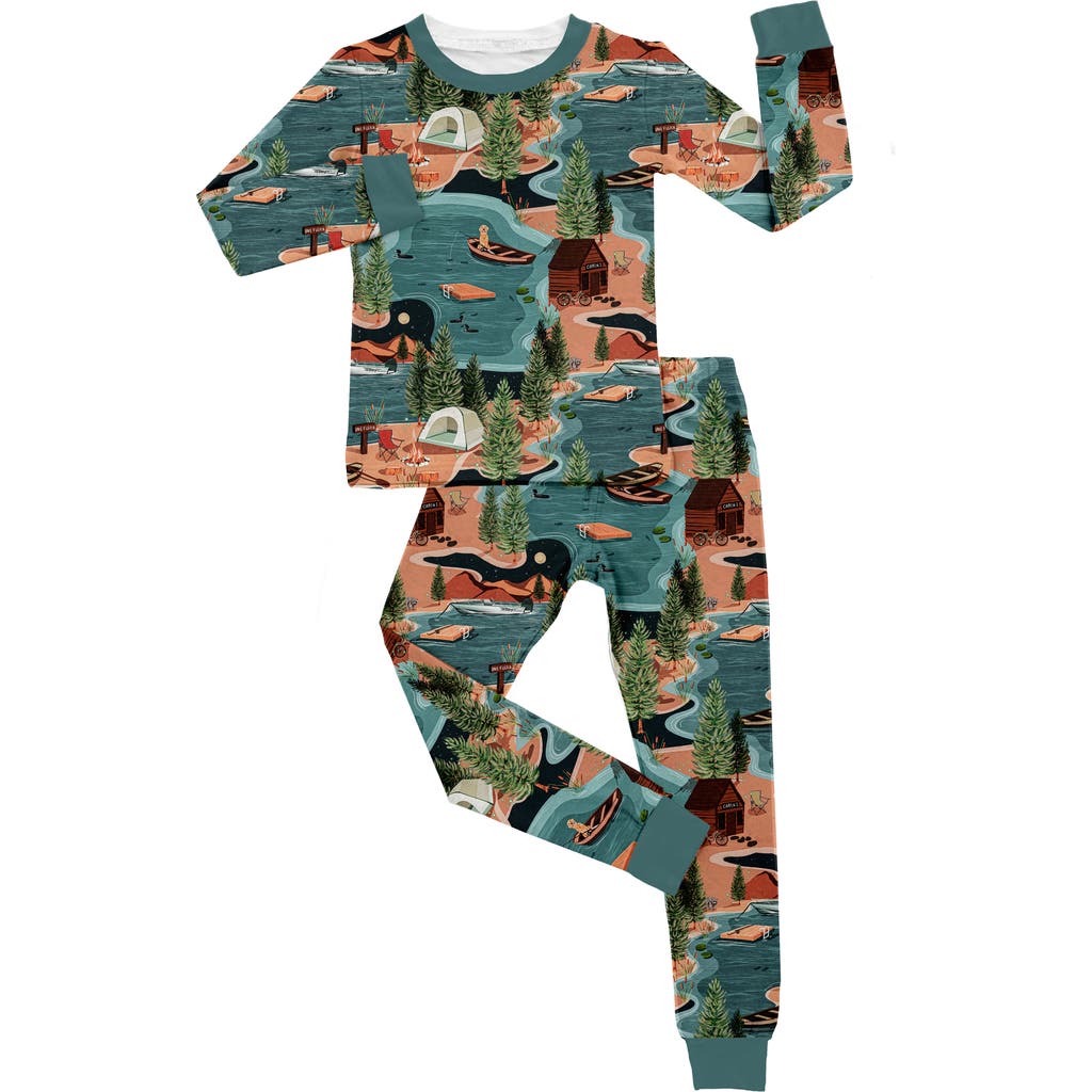 Fletch Kids' Lake Days 2 Piece Pajama Set In Green