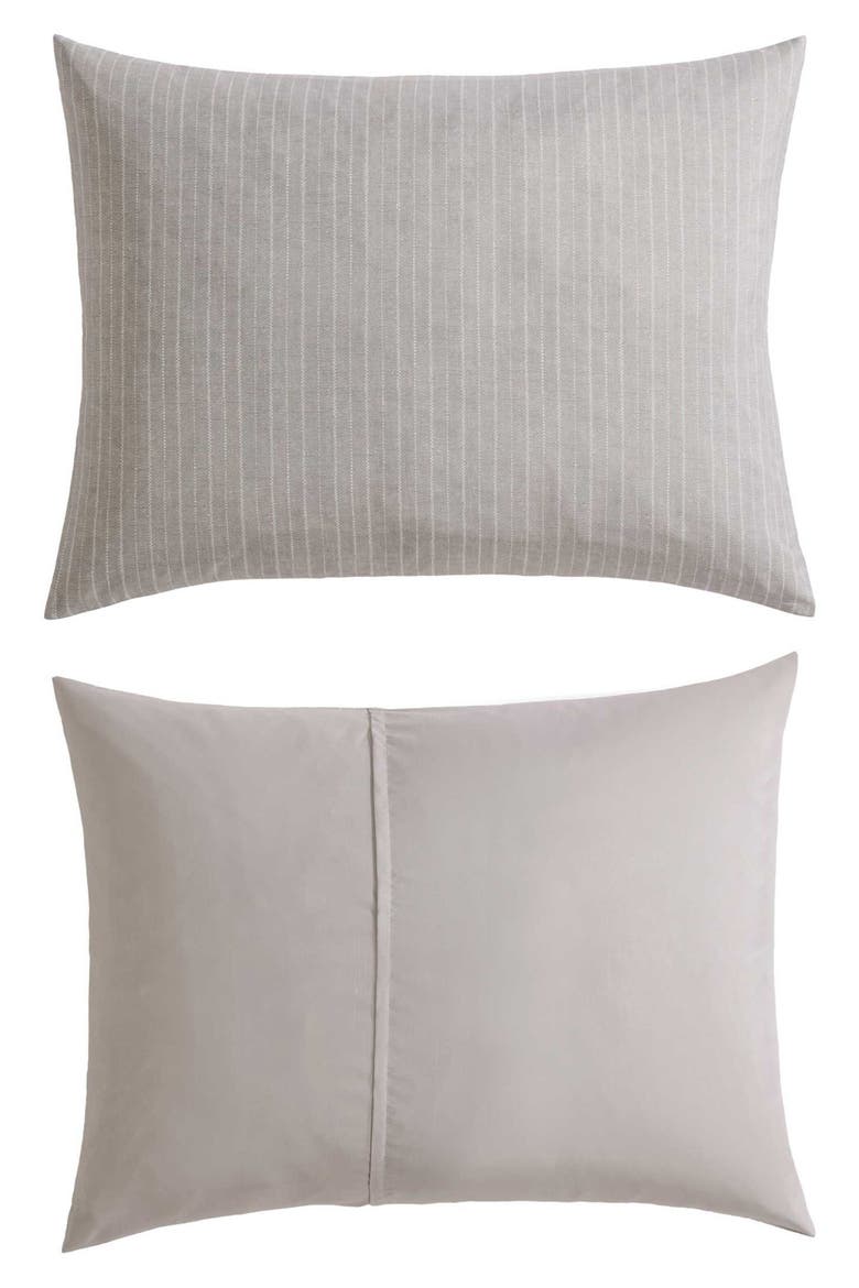 Linen Texture Stripe Comforter Set, Alternate, color, SOFT BROWN