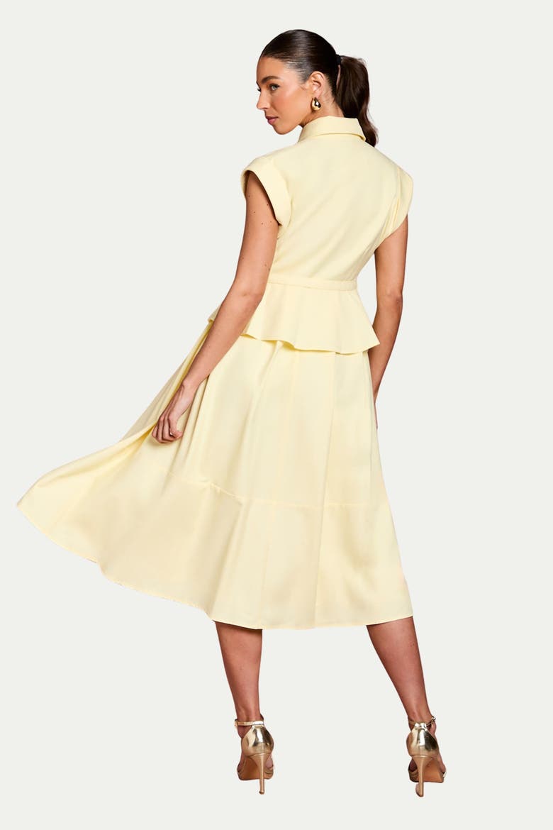Peplum Detail Belted Shirt Dress, Alternate, color, Lemon