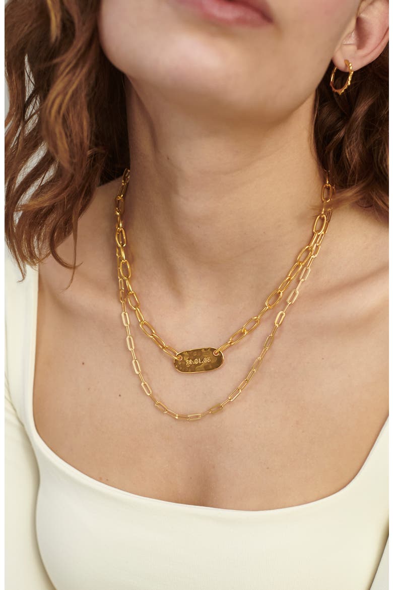 18K Gold Oval ID Necklace, Alternate, color, YELLOW GOLD