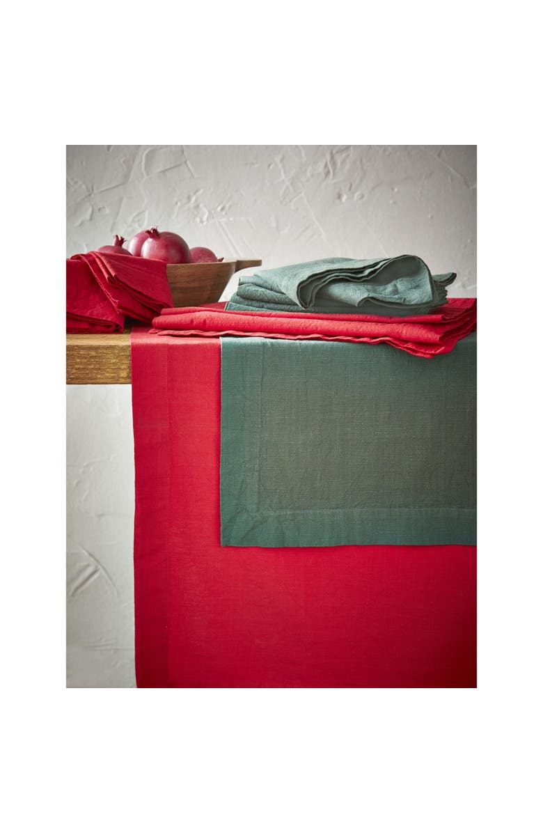 tag Threads Slub Runner Dark Green Cotton Table Runner Machine Washable, Alternate, color, Green