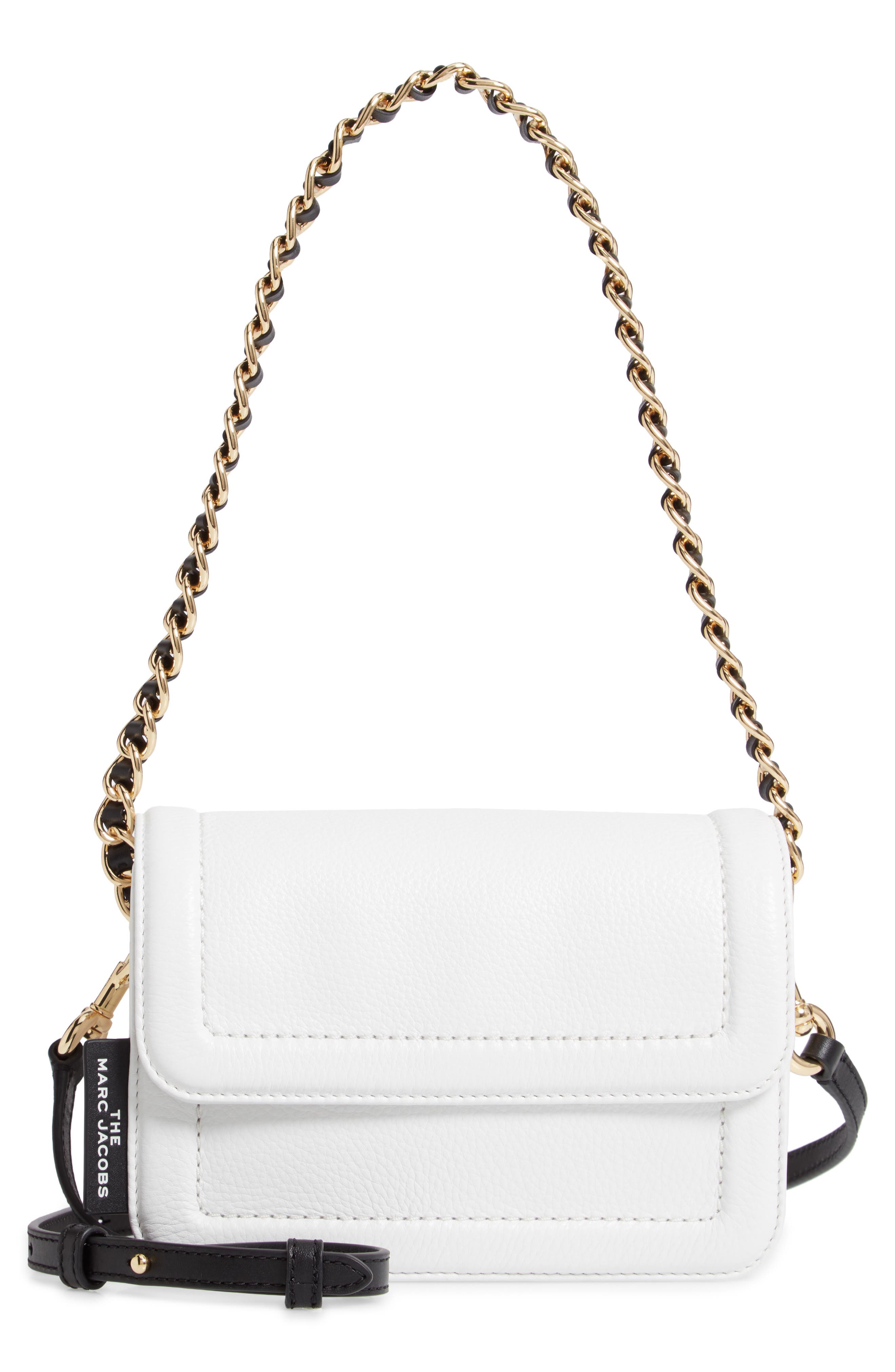 The Marc Jacobs The Mini Cushion Leather Shoulder Bag, Main, color, WHITE