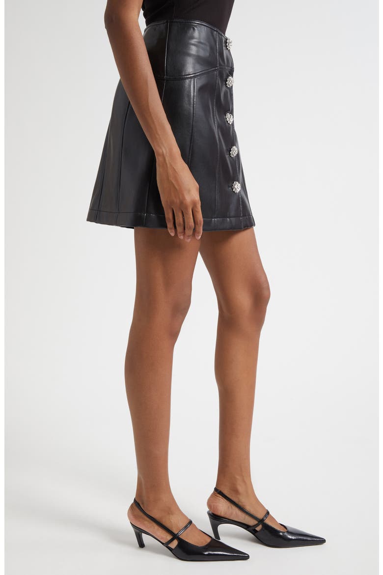 Claudia Button Front A-Line Skirt, Alternate, color, BLACK