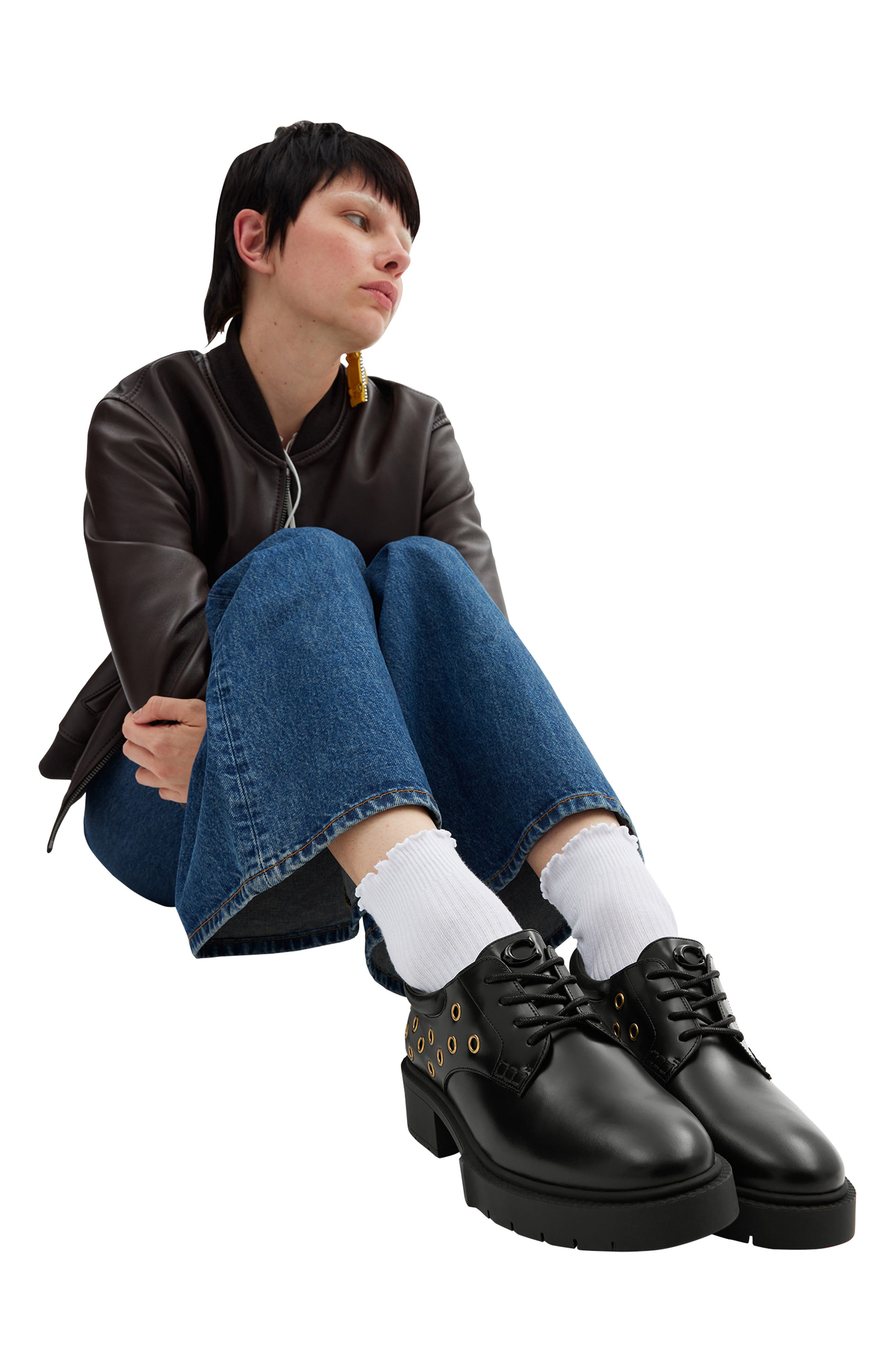 COACH Lyla Grommet Lug Sole Derby, Alternate, color, 