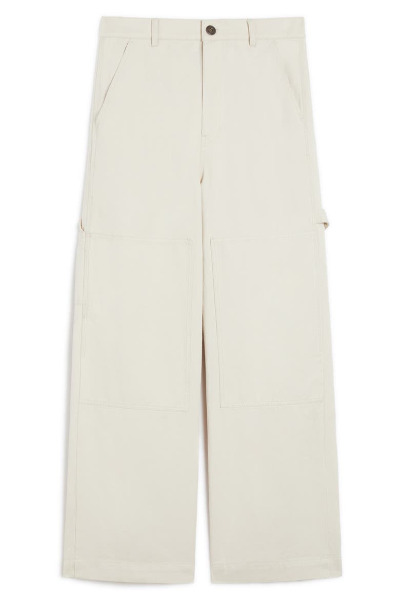 Caronte Wide Leg Cotton Twill Carpenter Pants, Alternate, color, IVORY