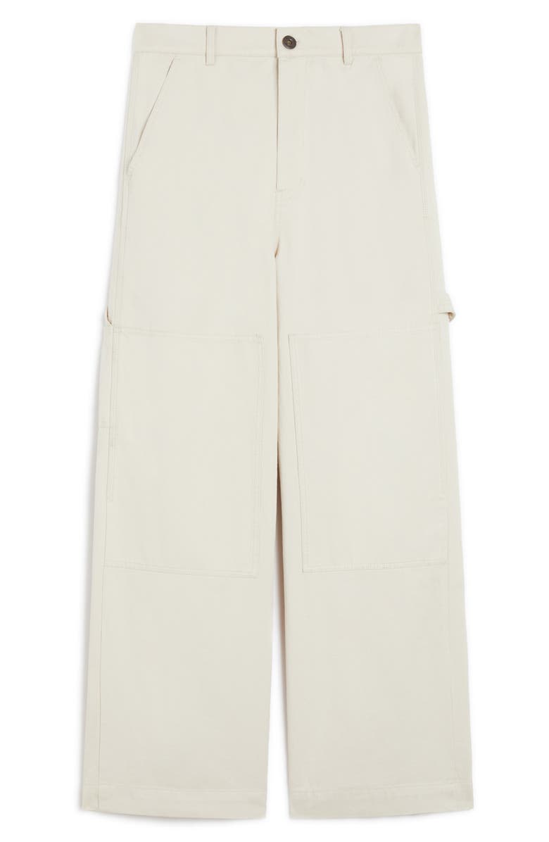 Weekend Max Mara Caronte Wide Leg Cotton Twill Carpenter Pants, Alternate, color, Ivory