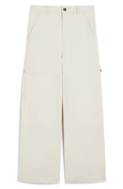 Weekend Max Mara Caronte Wide Leg Cotton Twill Carpenter Pants In White