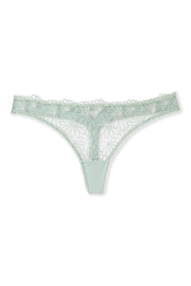 Daisy Embroidered Thong, Alternate, color, CELADON