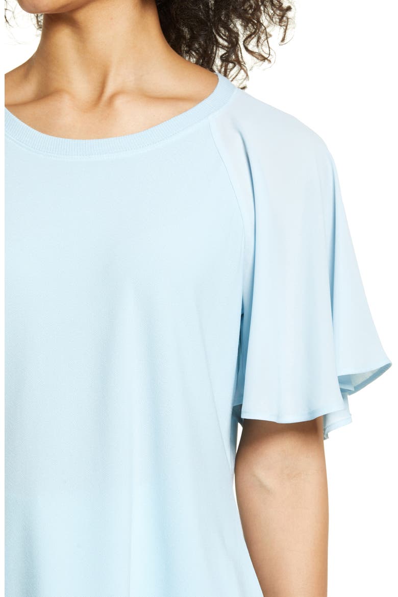 Flutter Sleeve Mixed Media Top, Alternate, color, BLUE COOL