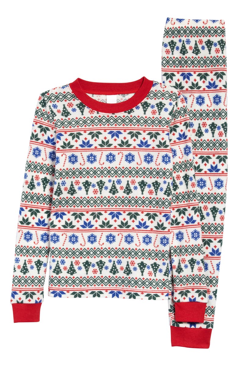 Nordstrom Kids' Fam Jam Fair Isle Fitted Two-Piece Thermal Pajamas, Main, color, 