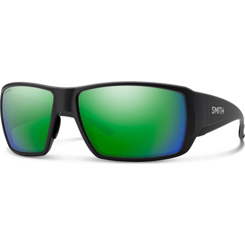 Smith Guides Choice Xl 63mm Chromapop™ Polarized Oversize Square Sunglasses In Black/chromapop Glass Green