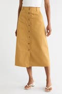 FRNCH Pinar Button Front Cotton Skirt