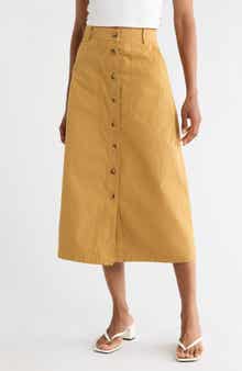 FRNCH Pinar Button Front Cotton Skirt