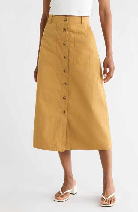 FRNCH Pinar Button Front Cotton Skirt