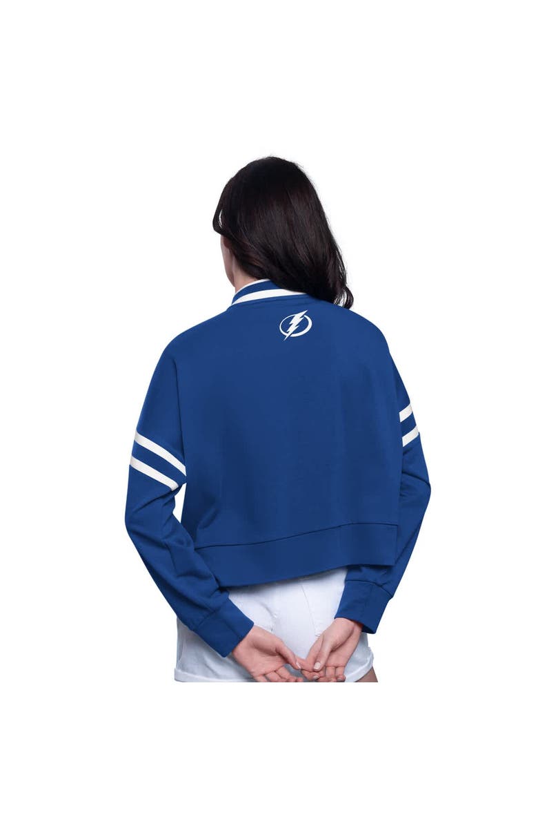 STARTER Women's Starter  Blue Tampa Bay Lightning Power Play Cropped Pullover Sweatshirt, Alternate, color, Blue