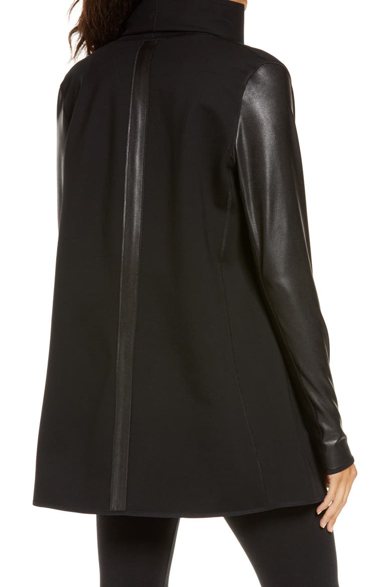 Faux Leather Convertible Jacket, Alternate, color, VERY BLACK
