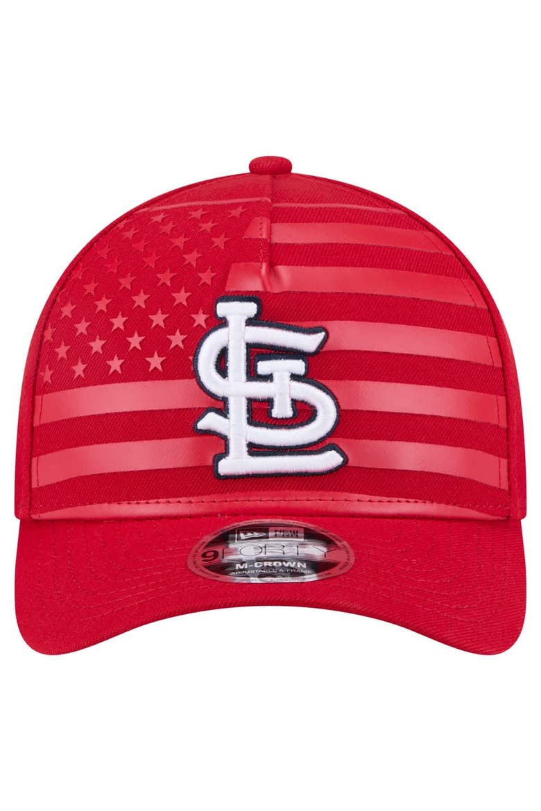 Men's New Era Red St. Louis Cardinals American Flag 9FORTY M-Crown A-Frame Adjustable Hat, Alternate, color, Red