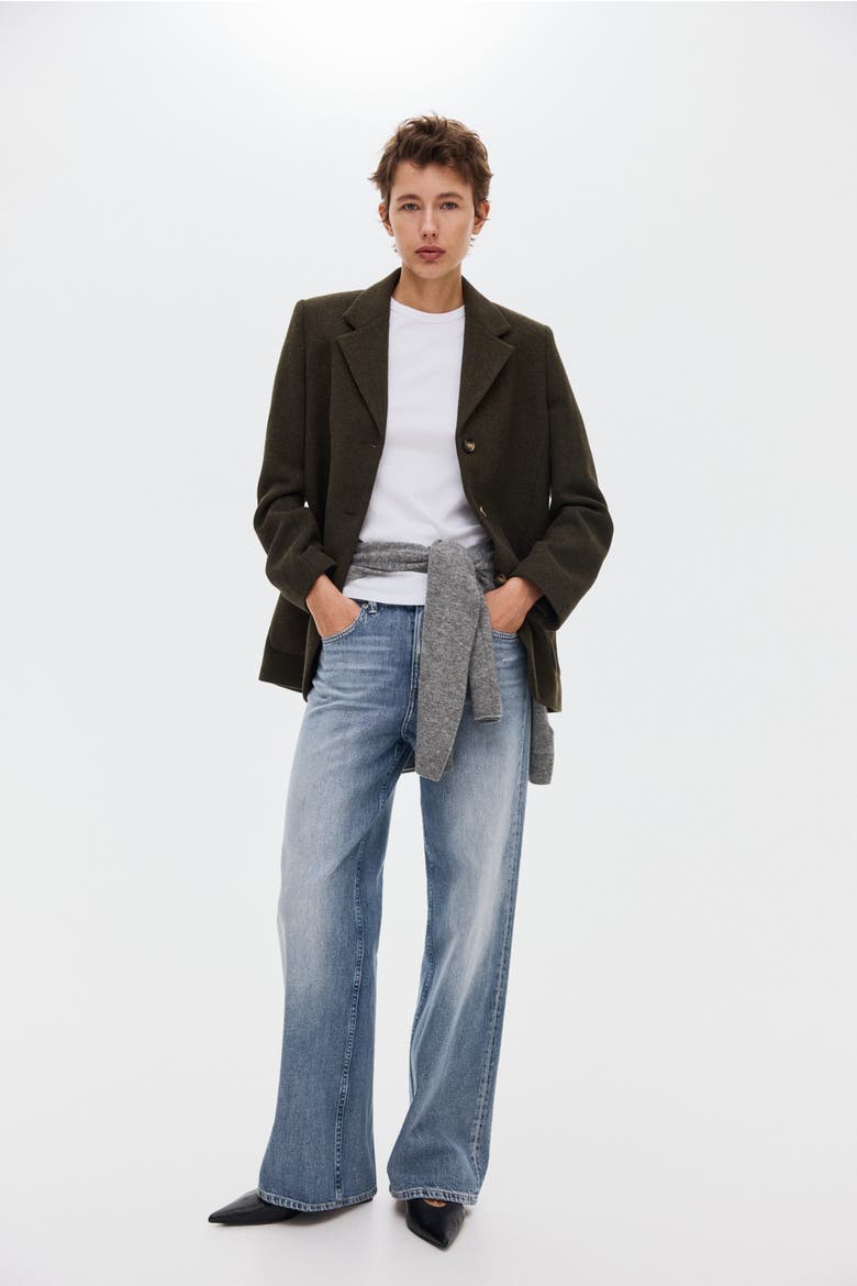 Wool-blend Jacket, Main, color, Dark khaki green