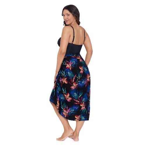Trimshaper Adjustable Side Tie Tassel Pareo Swimsuit Coverup In Multi