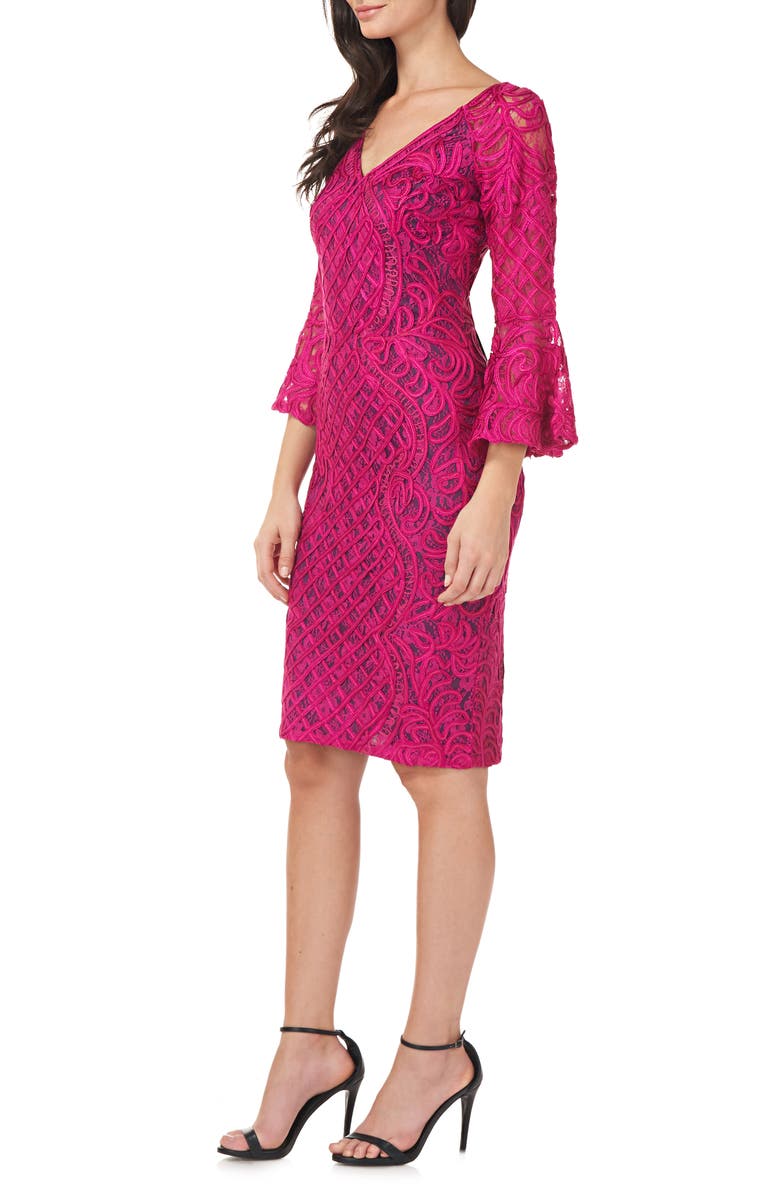 JS Collections Bell Sleeve Soutache Cocktail Dress, Alternate, color, 