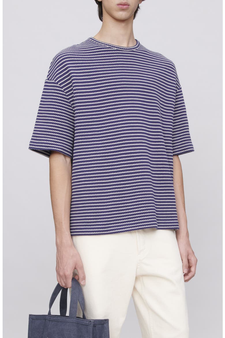 Bahia Texture Stripe Organic Cotton T-Shirt, Main, color, IAK DARK NAVY