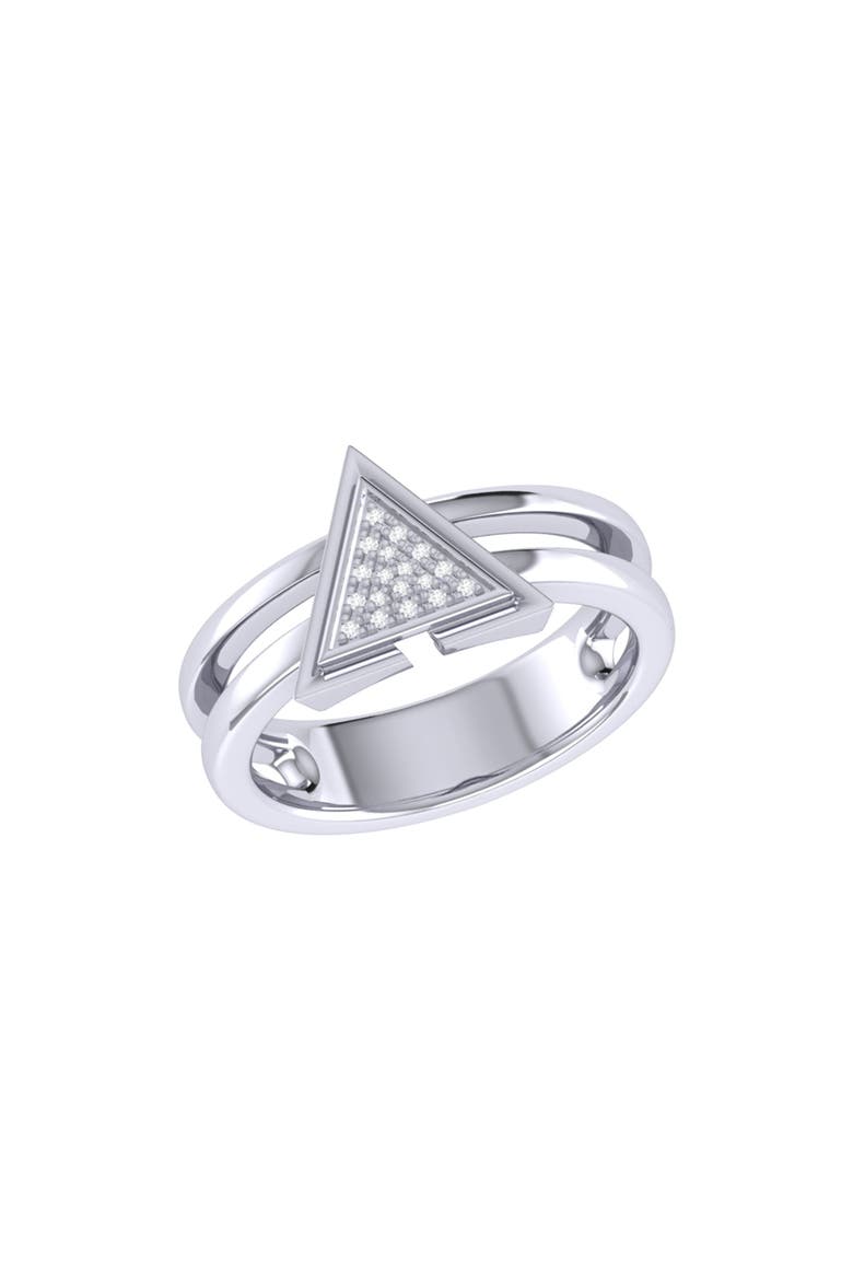 On Point Triangle Sterling Silver Diamond Ring, Main, color, Silver