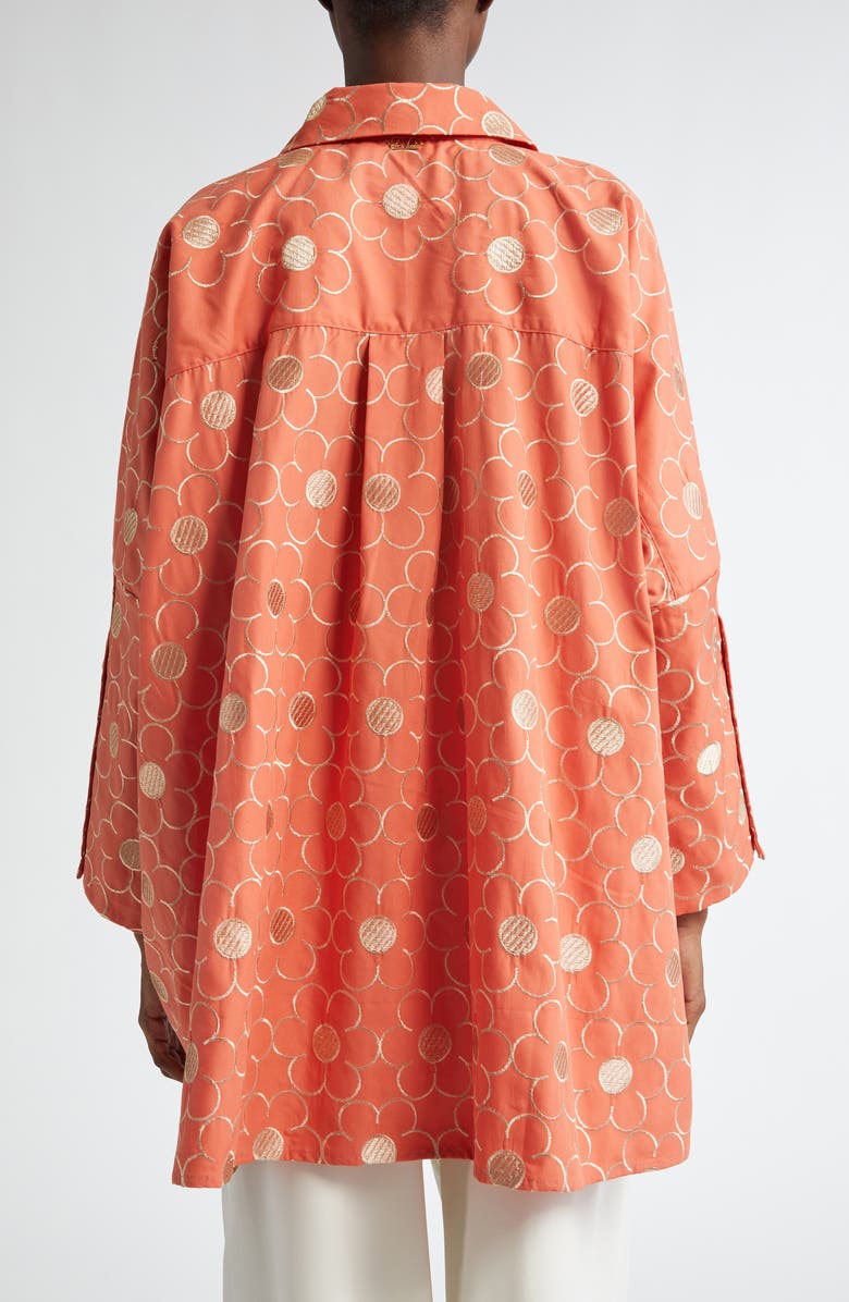 La Vie Style House Floral Embroidered Oversize Shirt, Alternate, color, Coral