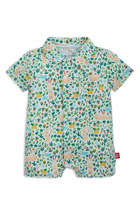Bunny Garden Magnetic Polo Romper (Baby)