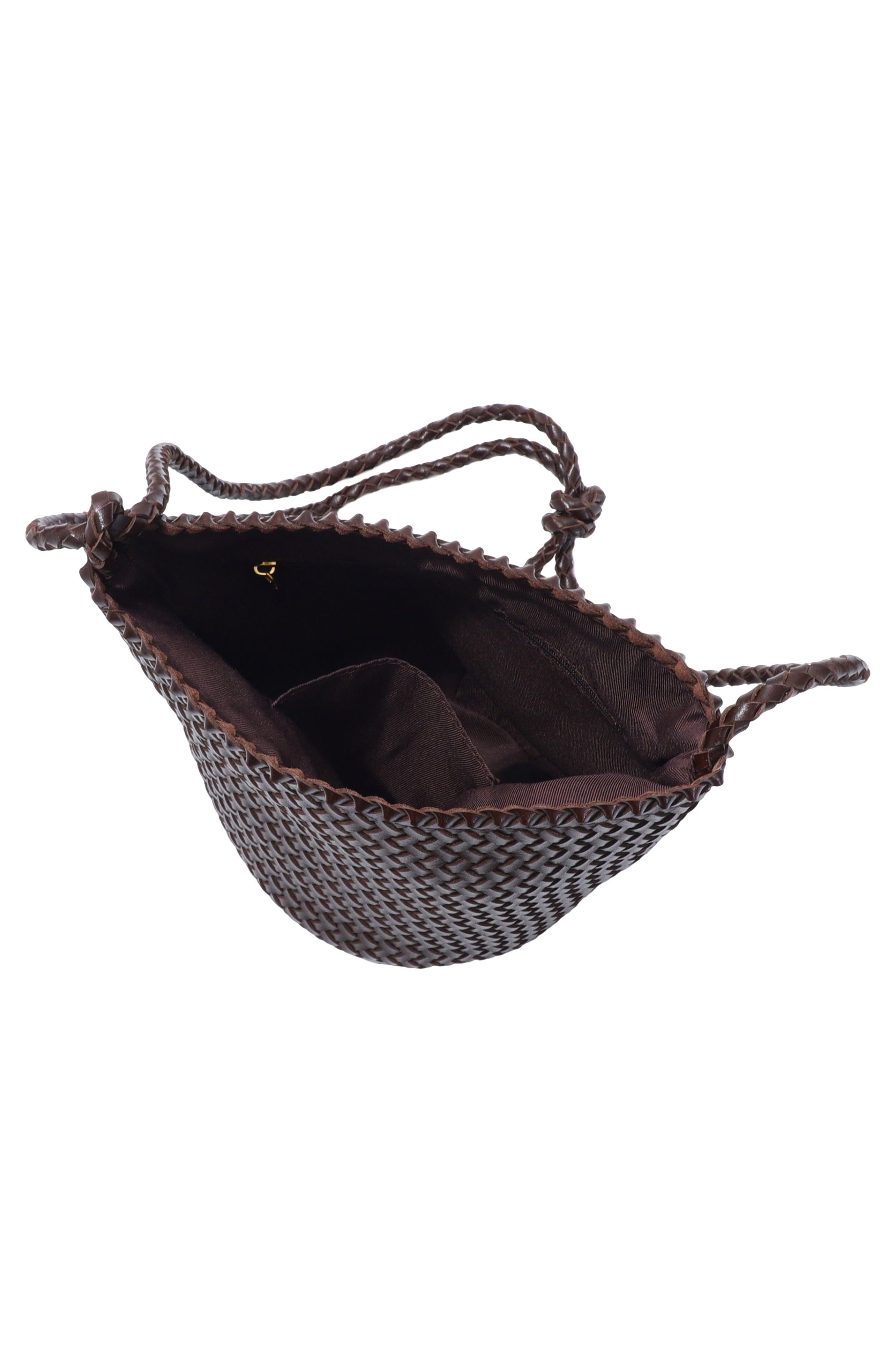 Woven Faux Leather Shoulder Bag, Alternate, color, BROWN