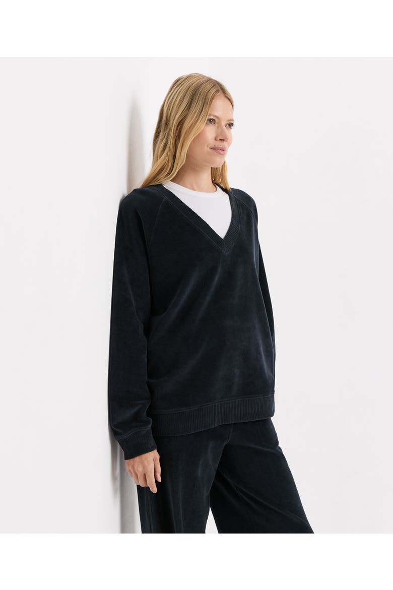 Organic Cotton Pure Velour Oversized Sweatshirt, Alternate, color, Midnight Blue