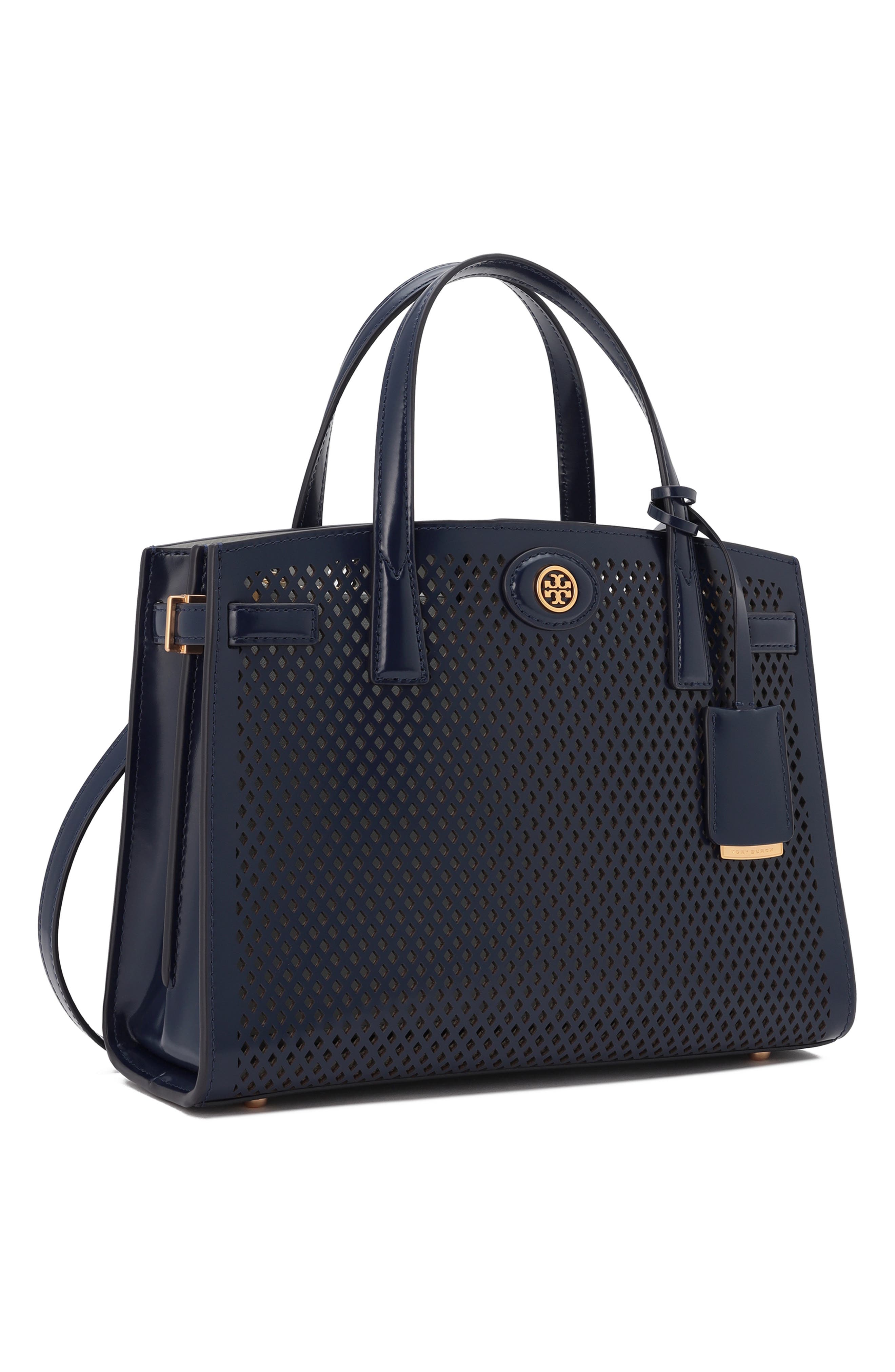 Tory Burch Small Robinson Perforated Leather Satchel, Alternate, color, 