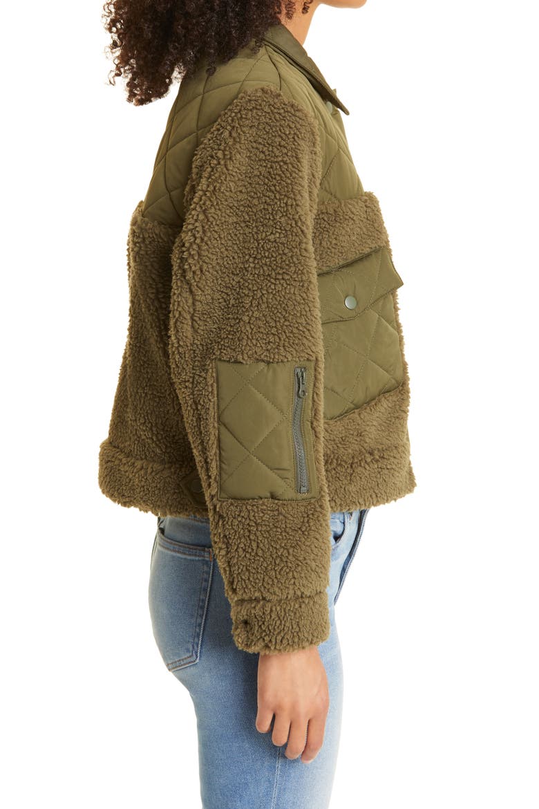Peyton Quilted Fleece Jacket, Alternate, color, OLIVE