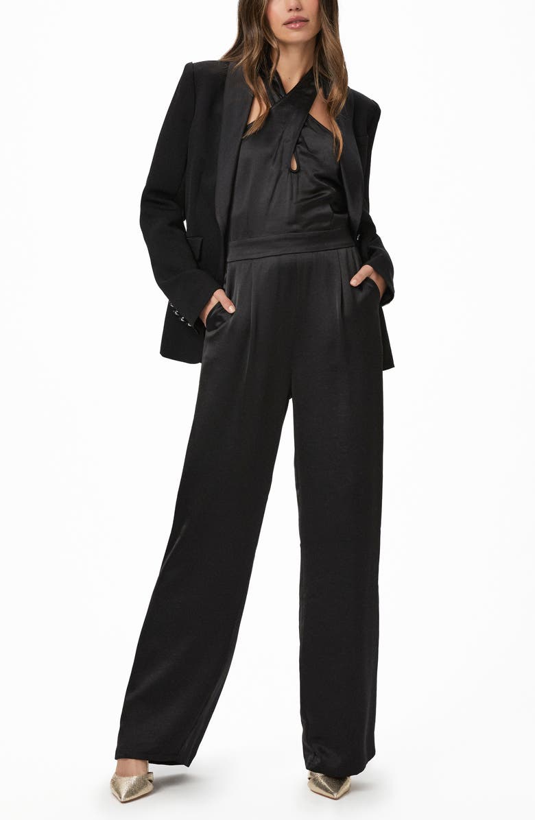 PAIGE Alimara Halter Wide Leg Jumpsuit, Alternate, color, Black