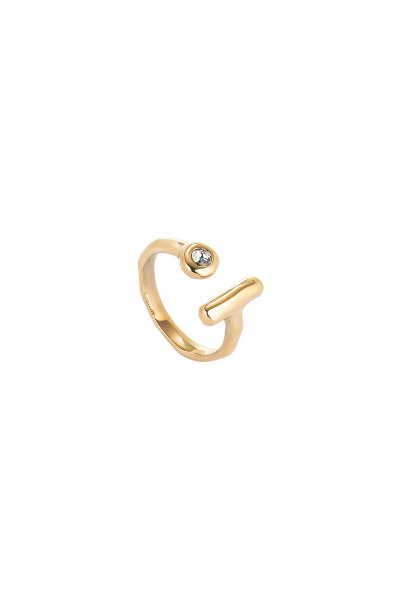 Open 18K Gold-Plated Ring with White Topaz, Main, color, Gold