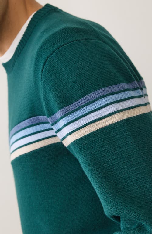 Marine Layer Dean Chevron Cotton Blend Crewneck Sweater In Green