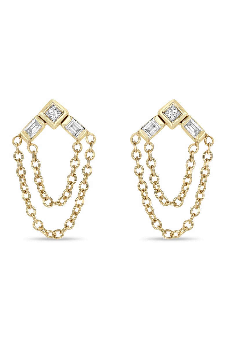 Paris 14K Gold & Diamond Chain Drop Earrings, Main, color, 14K YELLOW GOLD