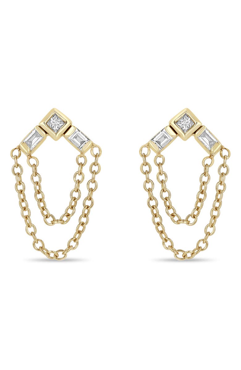 Zoë Chicco Paris 14K Gold & Diamond Chain Drop Earrings, Main, color, 14K Yellow Gold