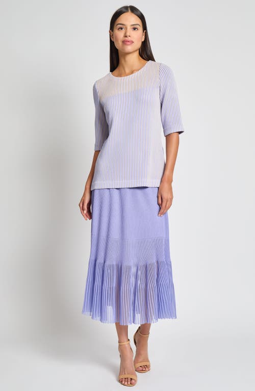 Misook Stripe Knit Tunic Top In Viola/biscotti