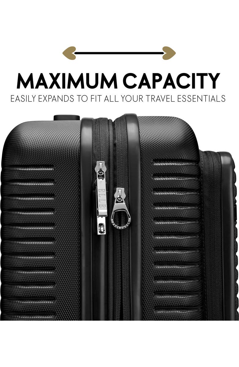 ELLE Escape Expandable Carry On Suitcase with Front Laptop Pocket, Alternate, color, Black