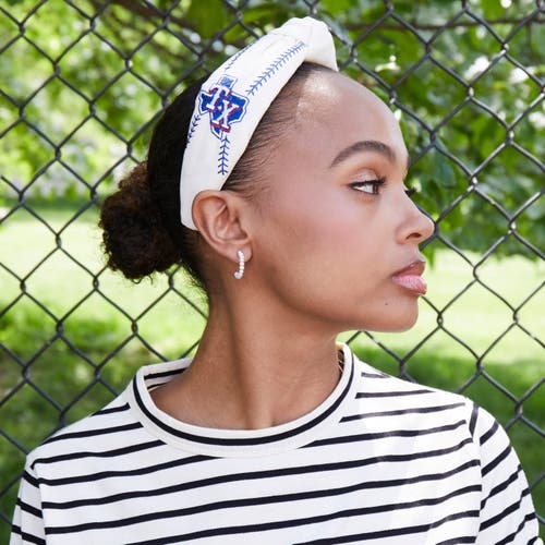 Lele Sadoughi Mlb Texas Rangers Embroidered Headband In White