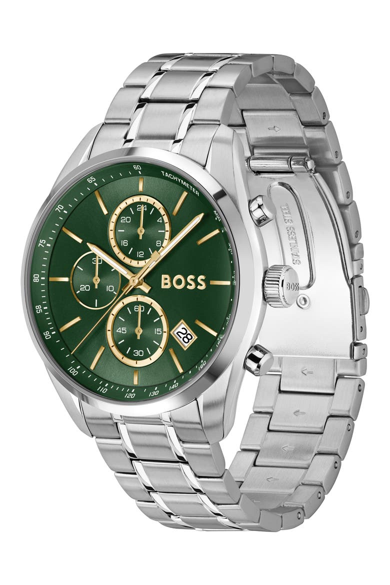 Grand Prix Chronograph Bracelet Watch, 44.5mm, Alternate, color, GREEN