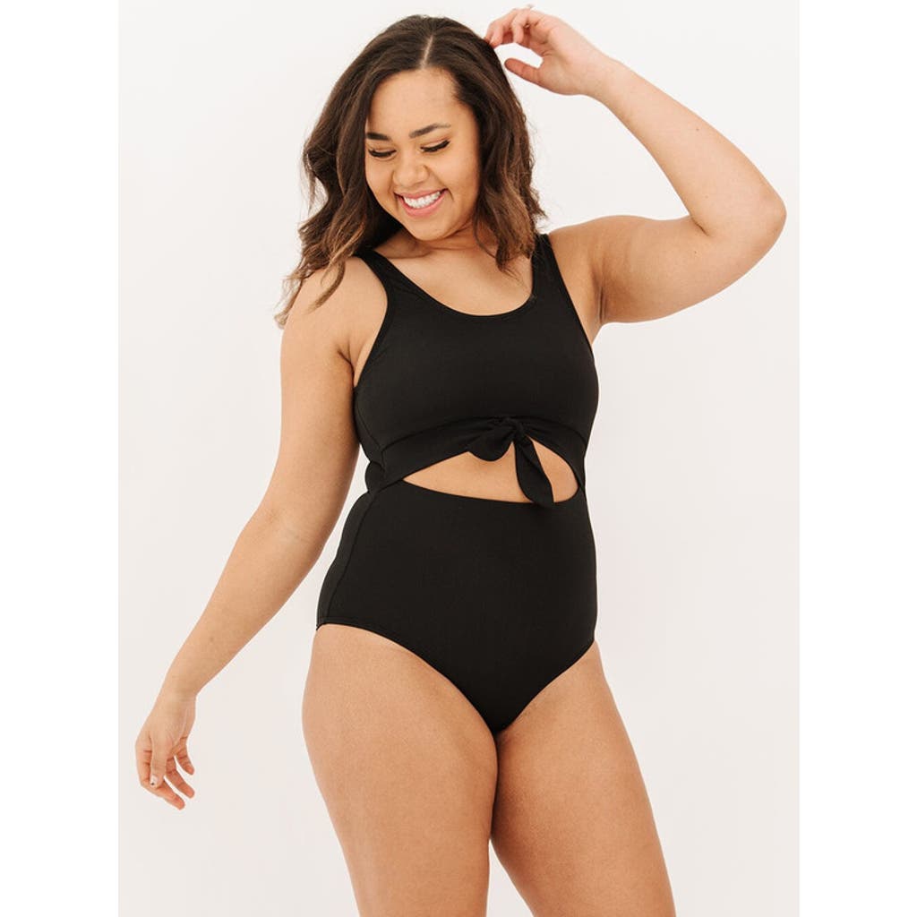 Lime Ricki Swimwear Knotted One-piece In Black