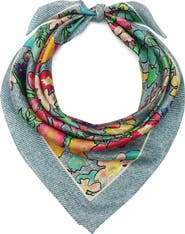 Kurt Geiger London Floral Denim Silk Square Scarf