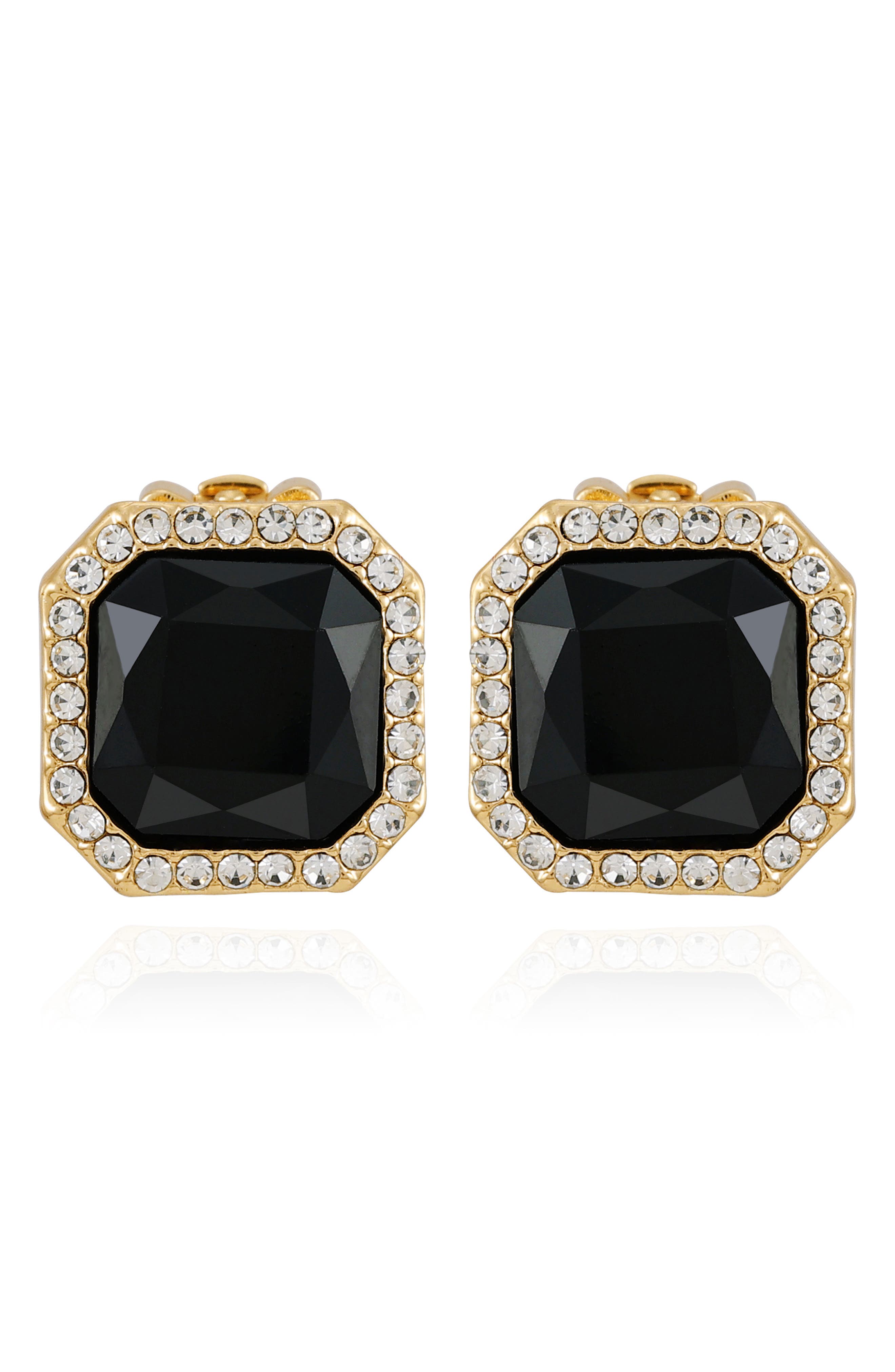 T Tahari Crystal Clip-On Stud Earrings