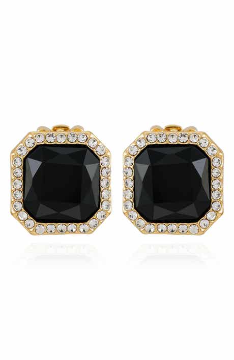 T Tahari Crystal Clip-On Stud Earrings