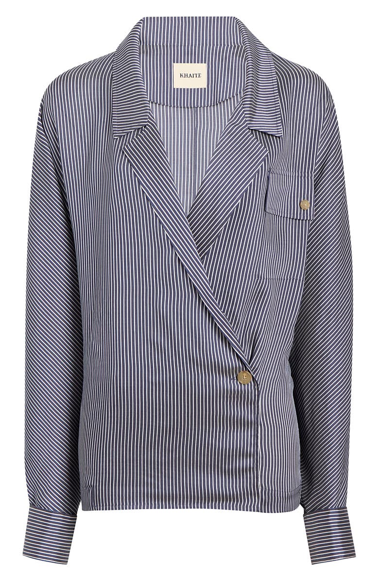 Khaite Garth Stripe Asymmetric Blazer, Alternate, color,